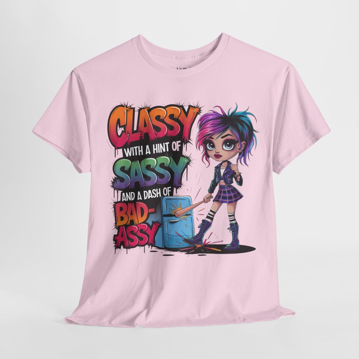 Hanging pink sassy quote shirt – playful and fierce statement tee for confident, empowered women