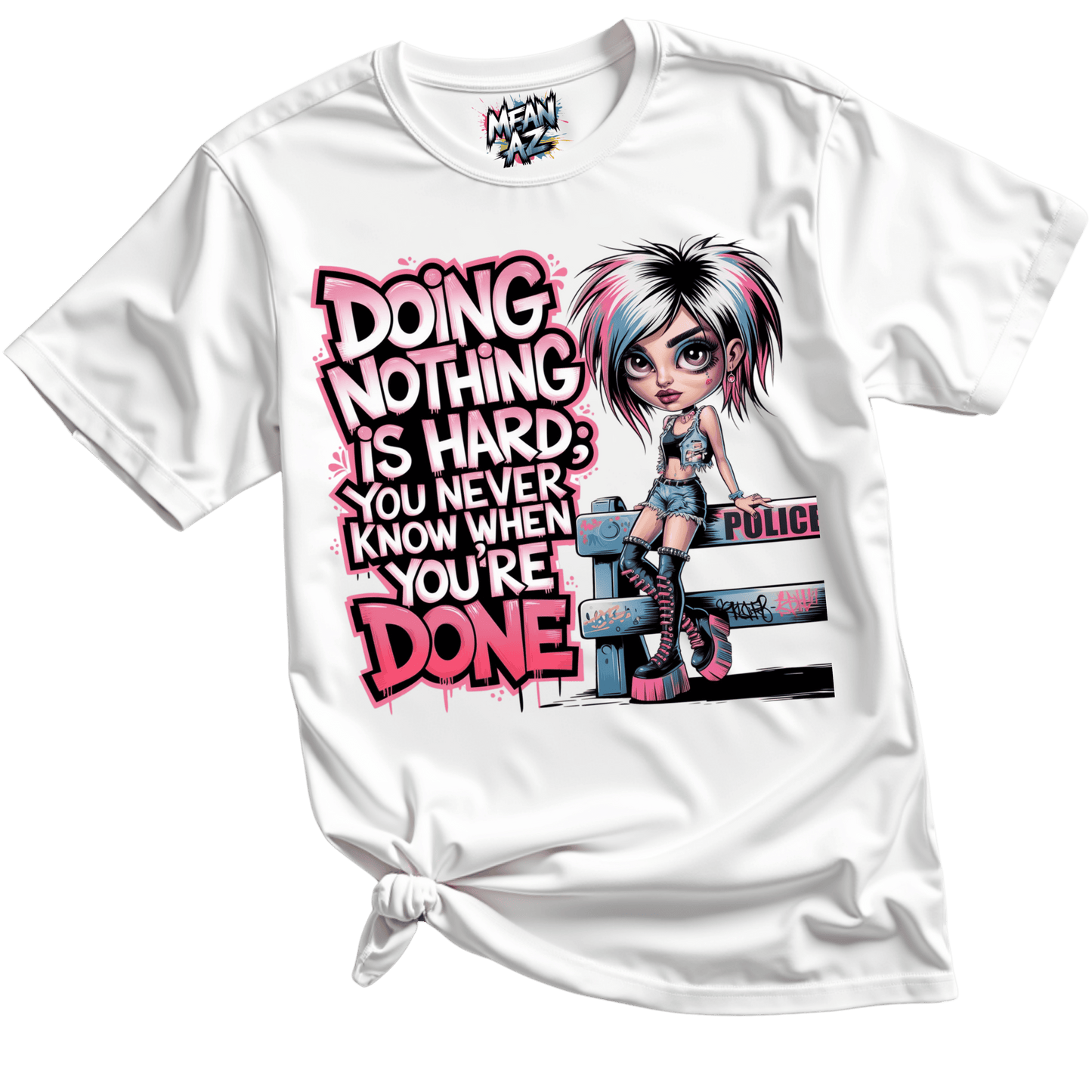 Flatlay of funny quote t-shirt – “Doing Nothing Is Hard” slogan tee for Boss babe Vibes