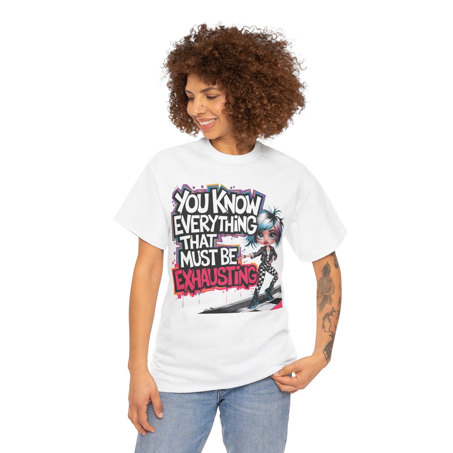 Mean Az Model in white Feminist Mean Az Tee T-Shirt – sarcastic power statement styled with sass