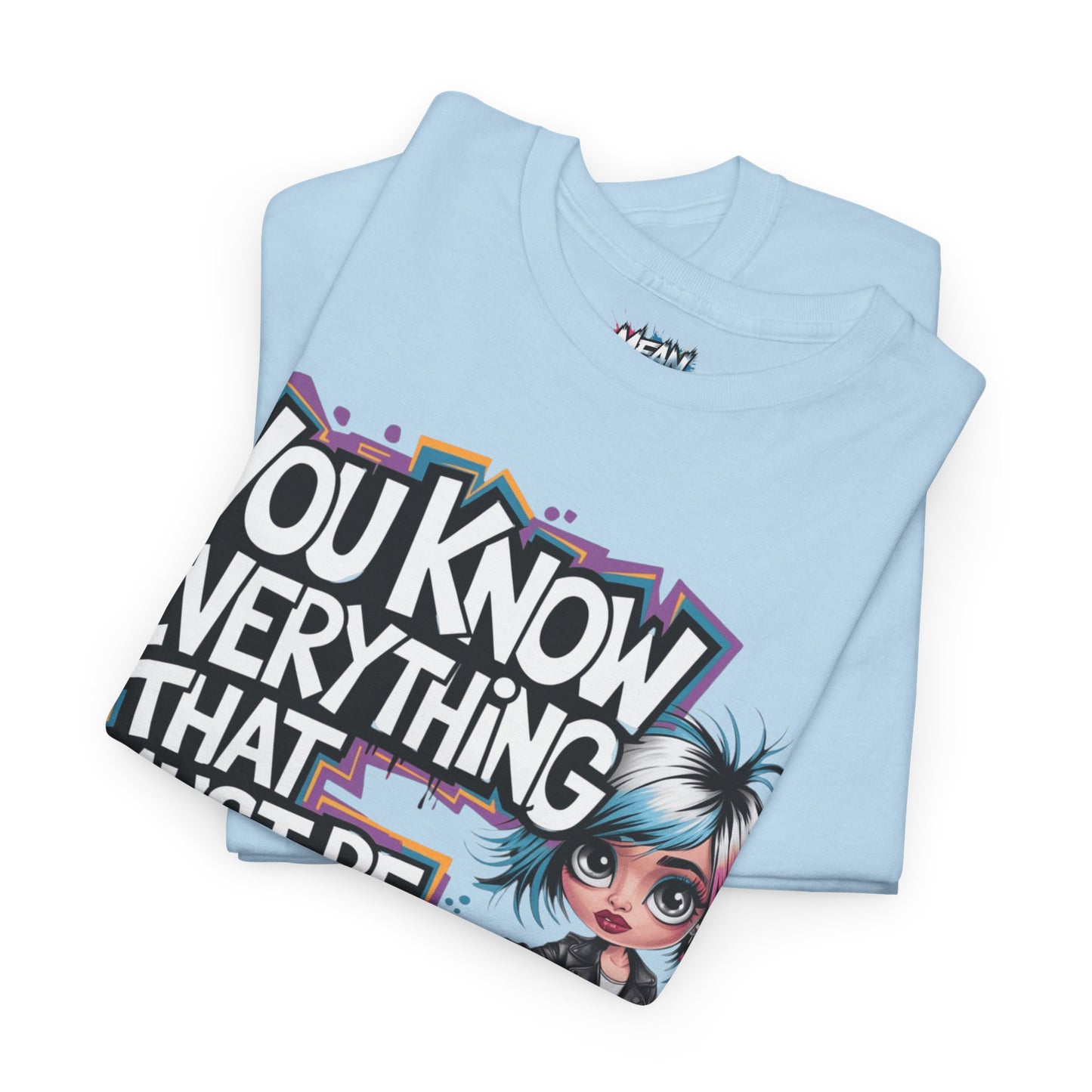 Savage Tee in Light Blue – Front Mockup folded Slogan Shirt – Clean AF Aesthetic