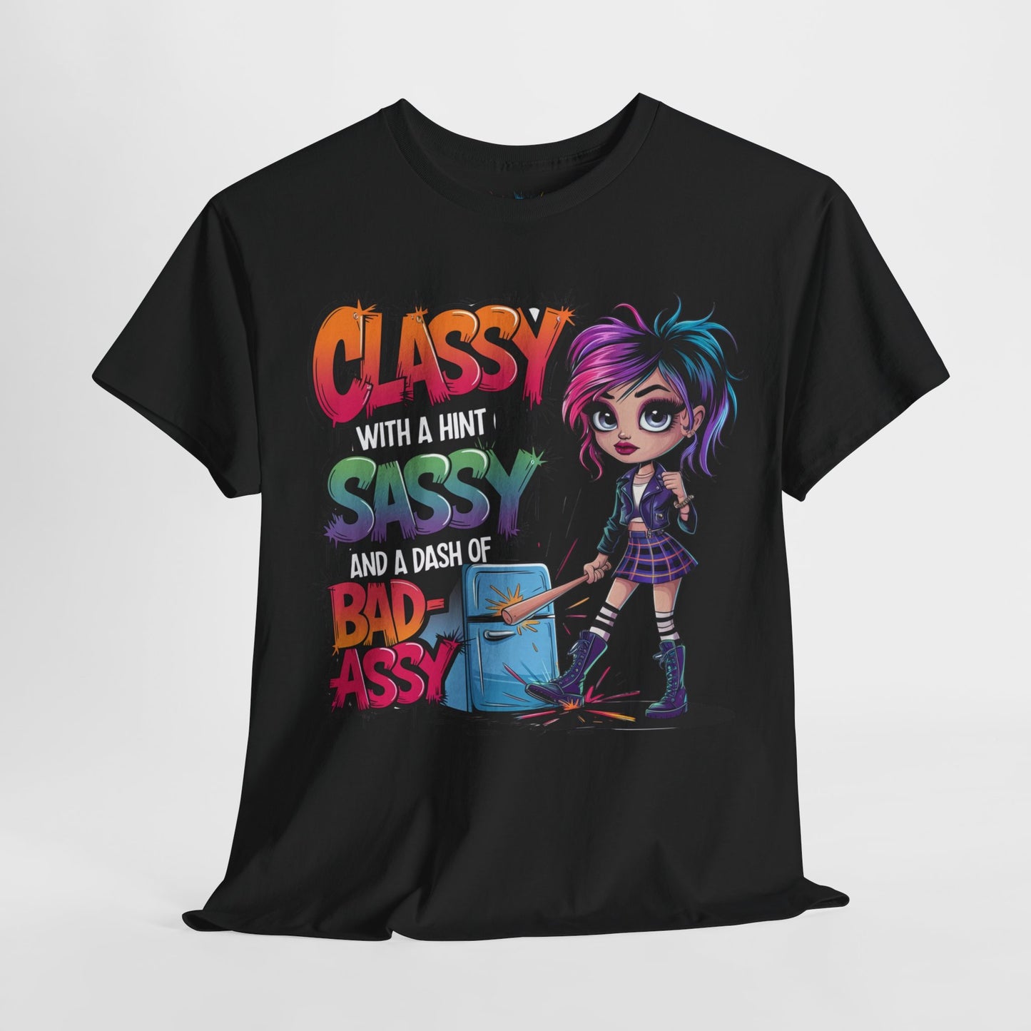 Black edgy slogan tee hanging – bold attitude and stylish edge for the ultimate fierce female vibe