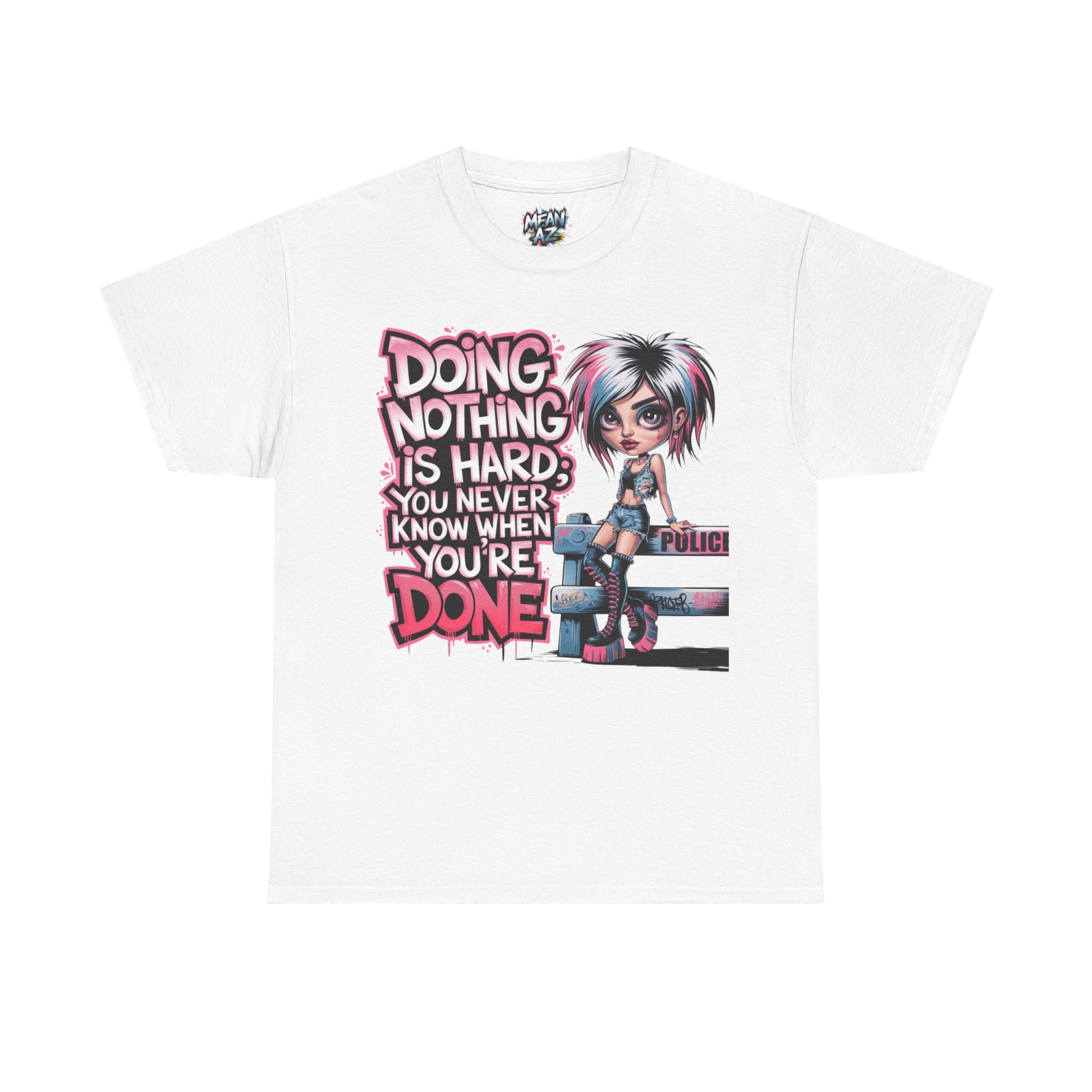 Flatlay of white quote tee – 'Doing Nothing Is Hard' empowering quote t-shirt for women who slay