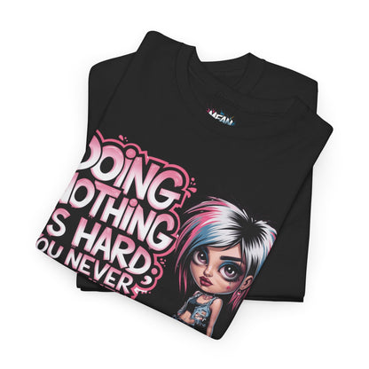 Mean Az Folded view of black women’s graphic tee – plain cotton style with short sleeves for style rebels