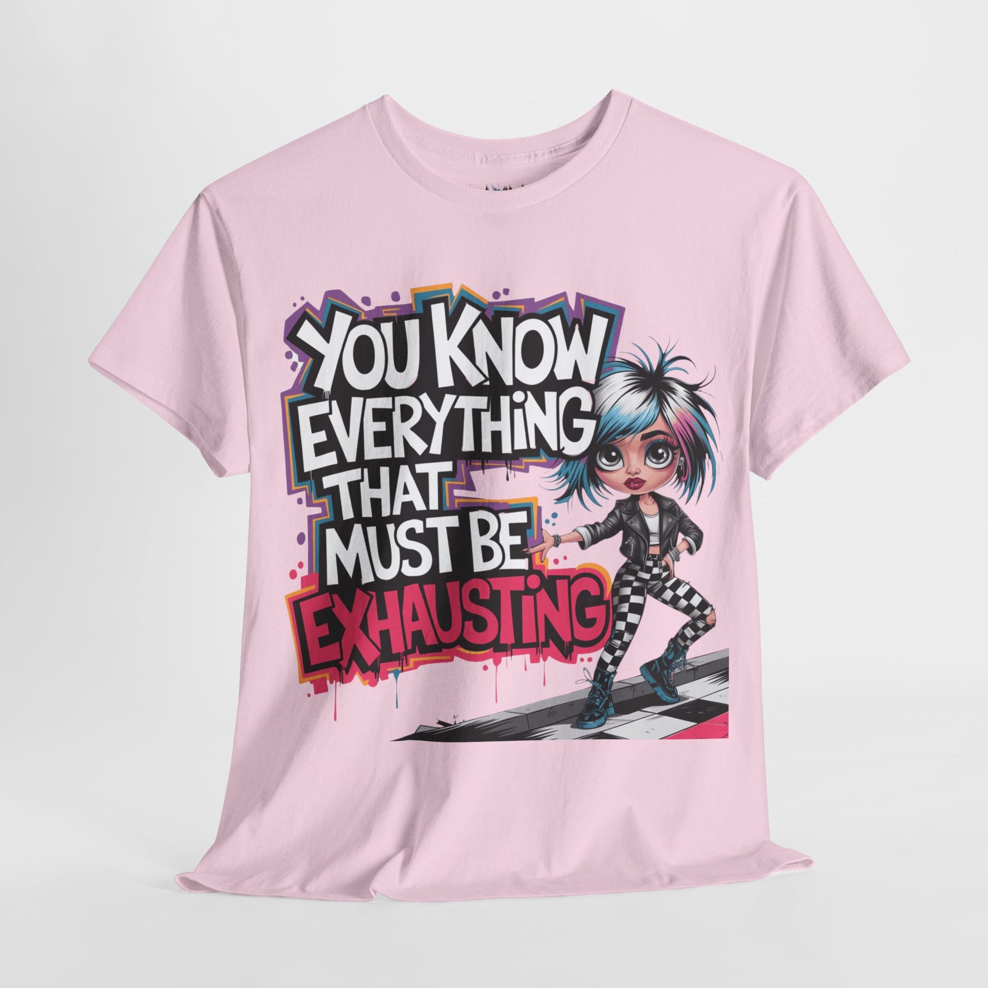 Mean Az Tee Pink “You Know Everything” tee mockup – stylish and sarcastic fashion moment