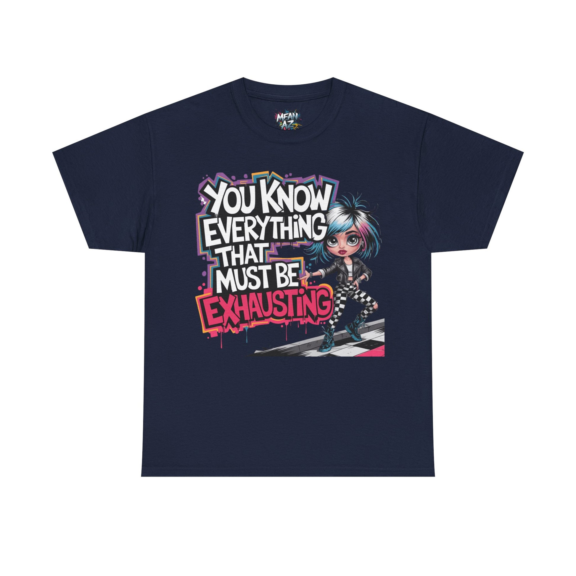  Navy Sassy Quote Tee in flatlay designed for the fierce and funny Mean Az babe